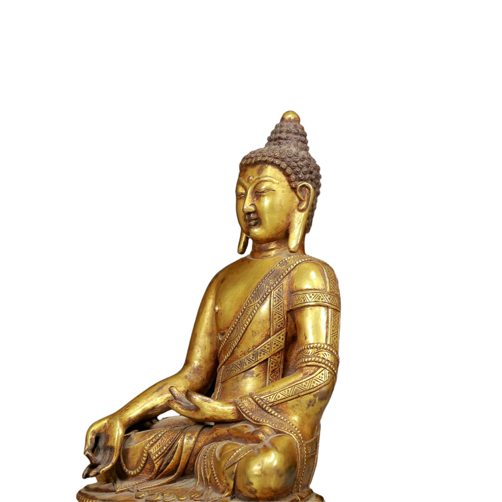 A Solemn Gilt Bronze Statue of Sakyamuni - 5