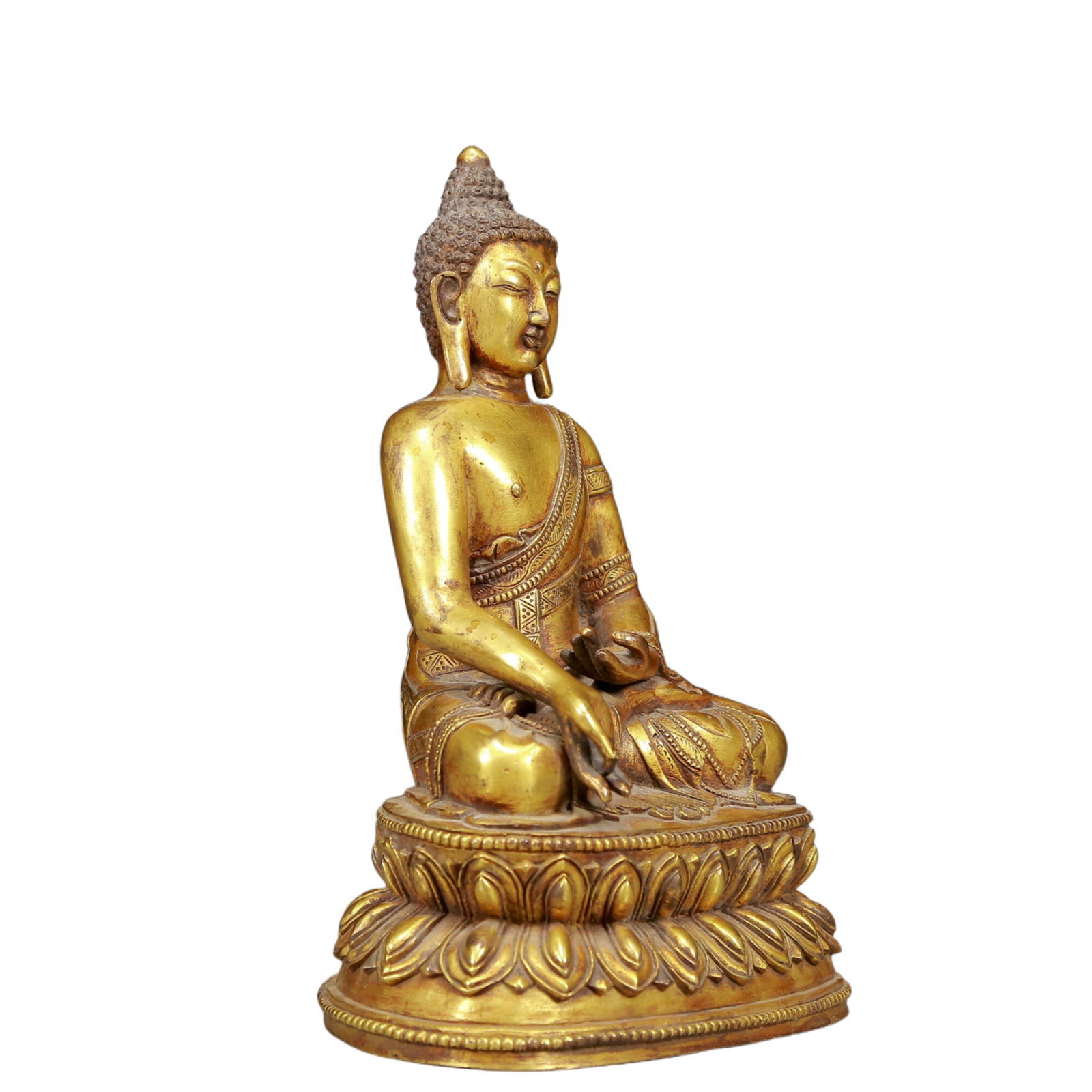 A Solemn Gilt Bronze Statue of Sakyamuni - 6