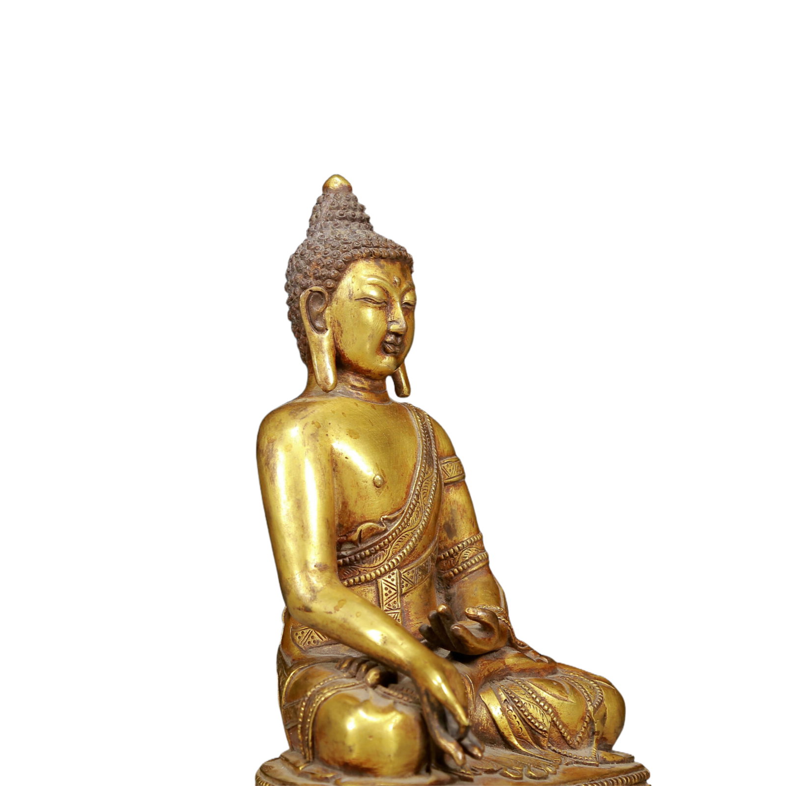 A Solemn Gilt Bronze Statue of Sakyamuni - 7