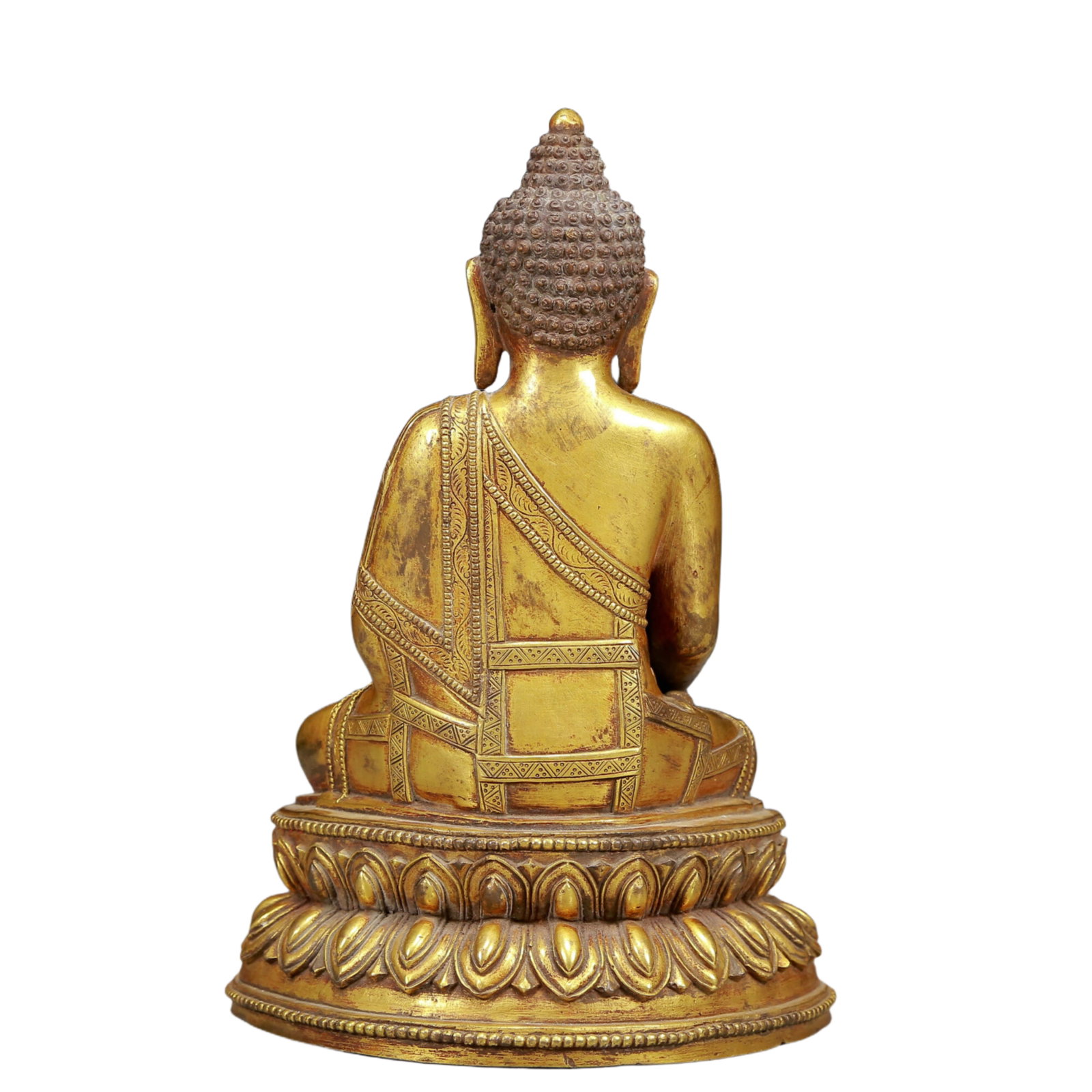 A Solemn Gilt Bronze Statue of Sakyamuni - 8
