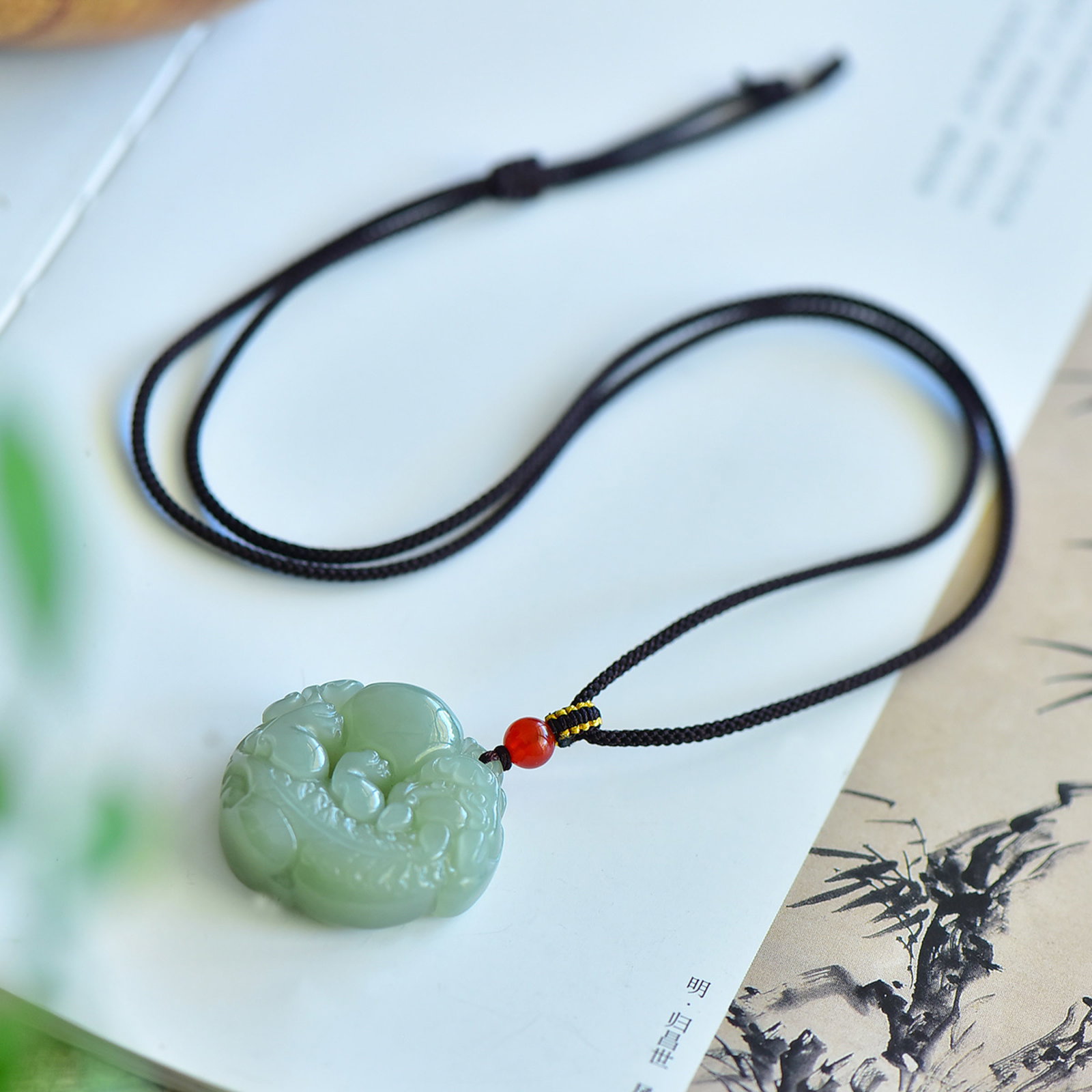 An Exquisite Greenish Jade Auspicious Beast Pendant - 4