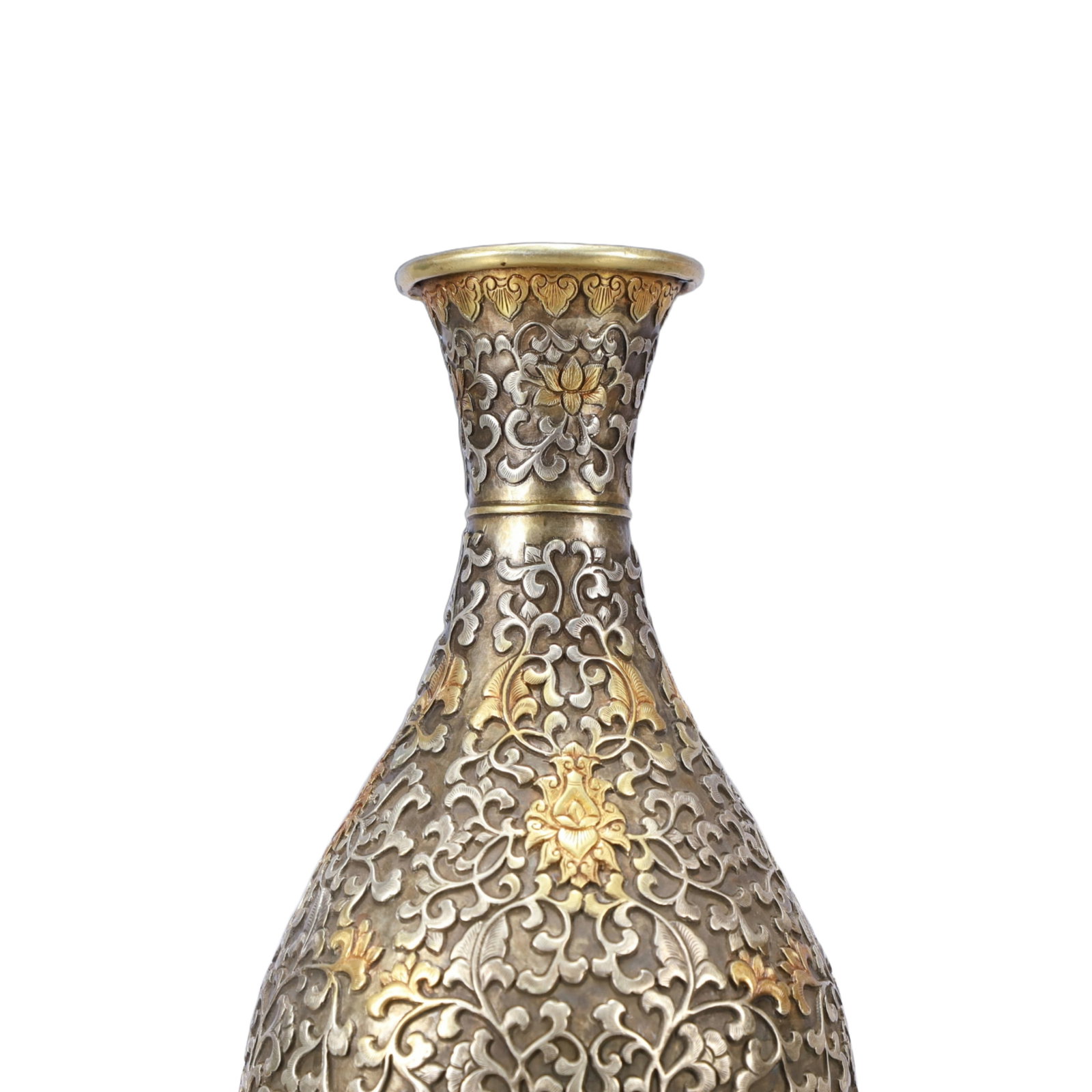 A Rare Gilt Silver Lotus Pattern Vase - 3