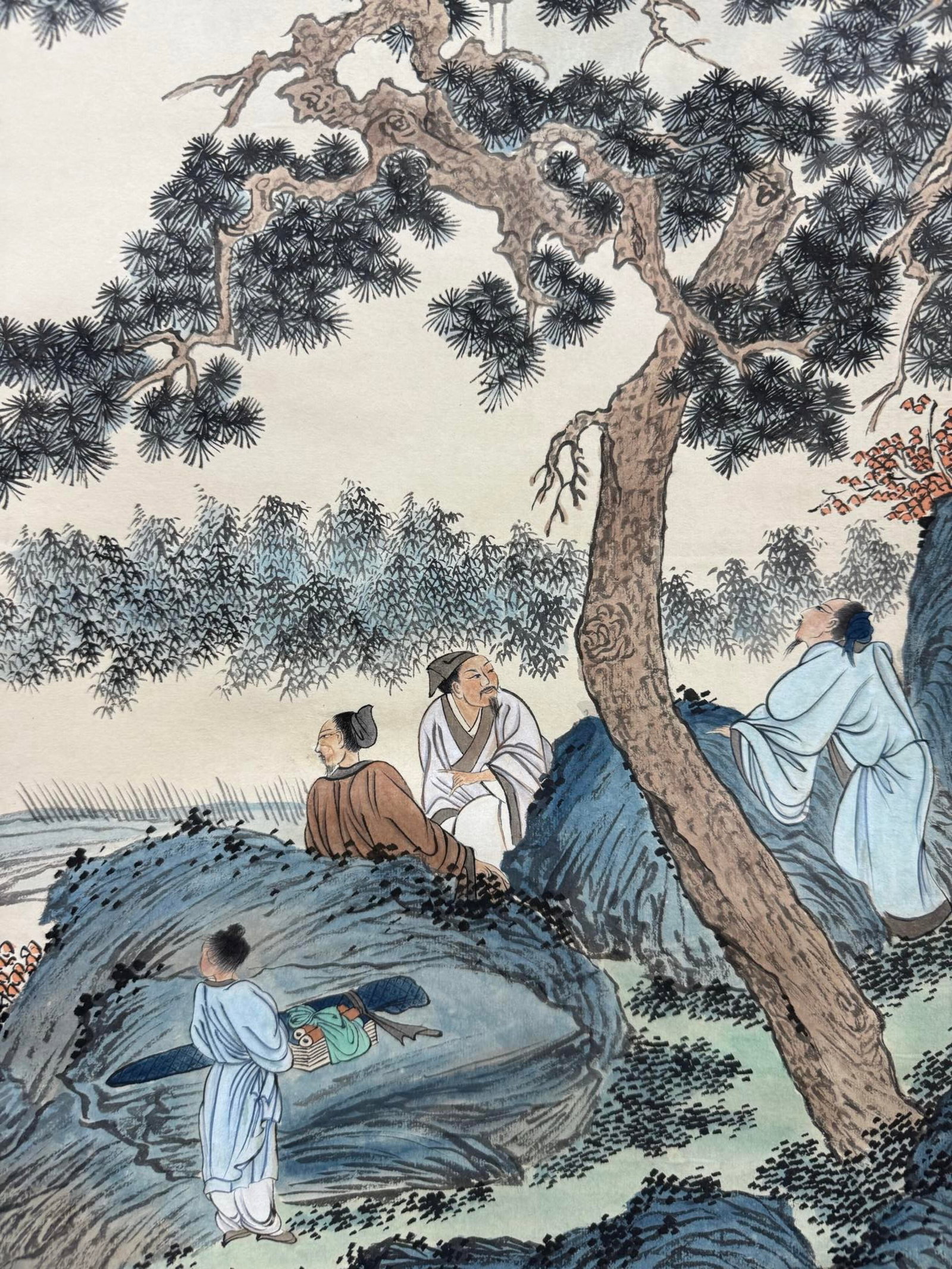 A Chinese Vertical Scroll Ink Painting of Landscape and Figure on Paper,Fu Ru - 3