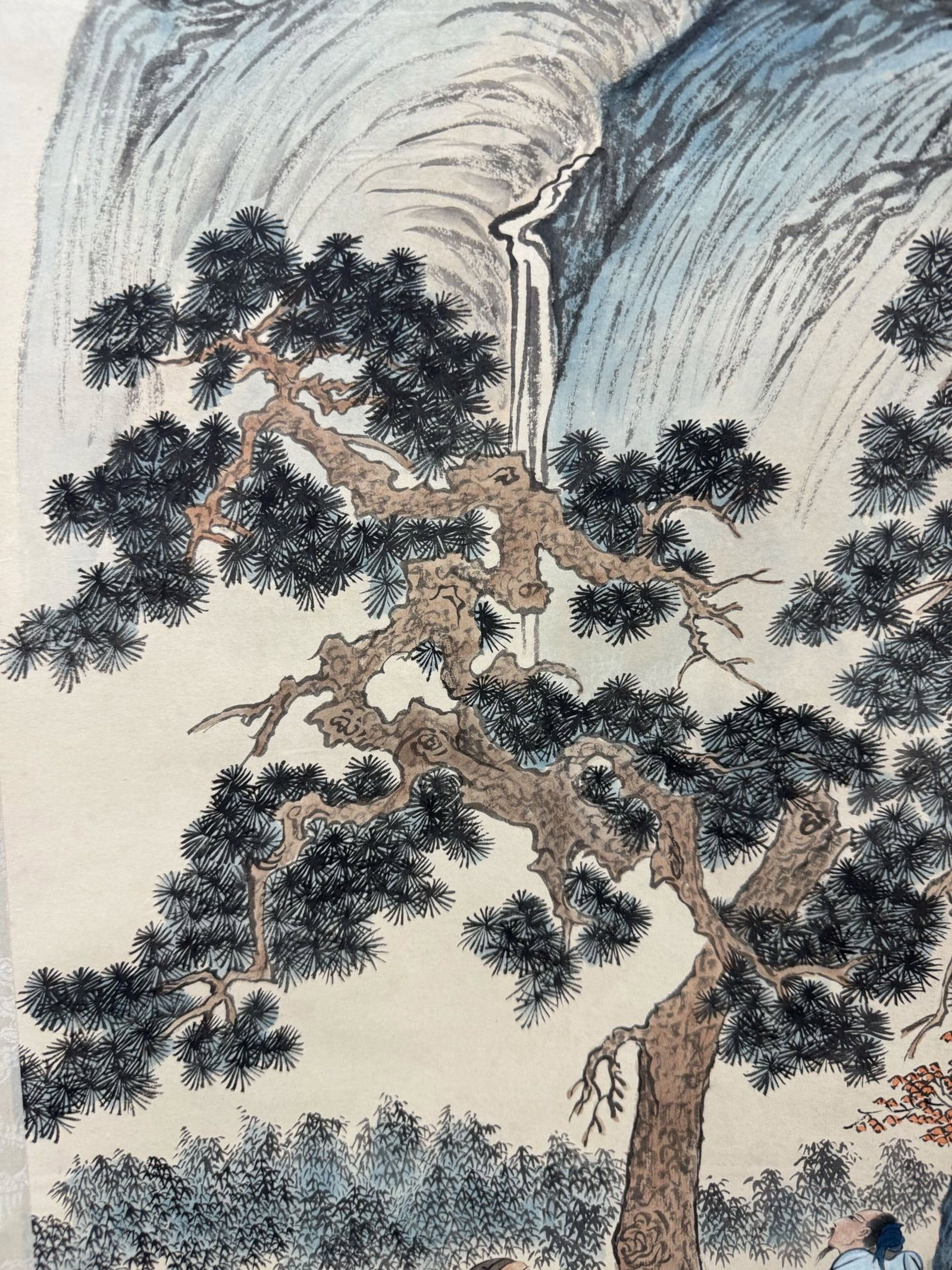 A Chinese Vertical Scroll Ink Painting of Landscape and Figure on Paper,Fu Ru - 4