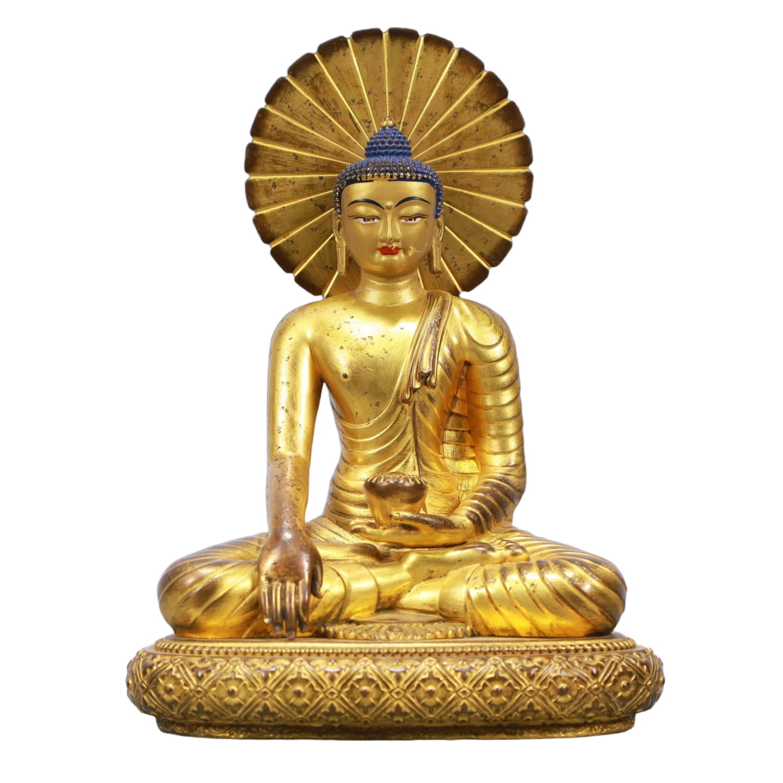 A Solemn Gilt Bronze Statue of Sakyamuni: Estimated Value:4400-8800 A Solemn Gilt Bronze Statue of Sakyamuni,Ming Dynasty, China,Size:6.7inx4.7inx9.1in Weight:2550g
