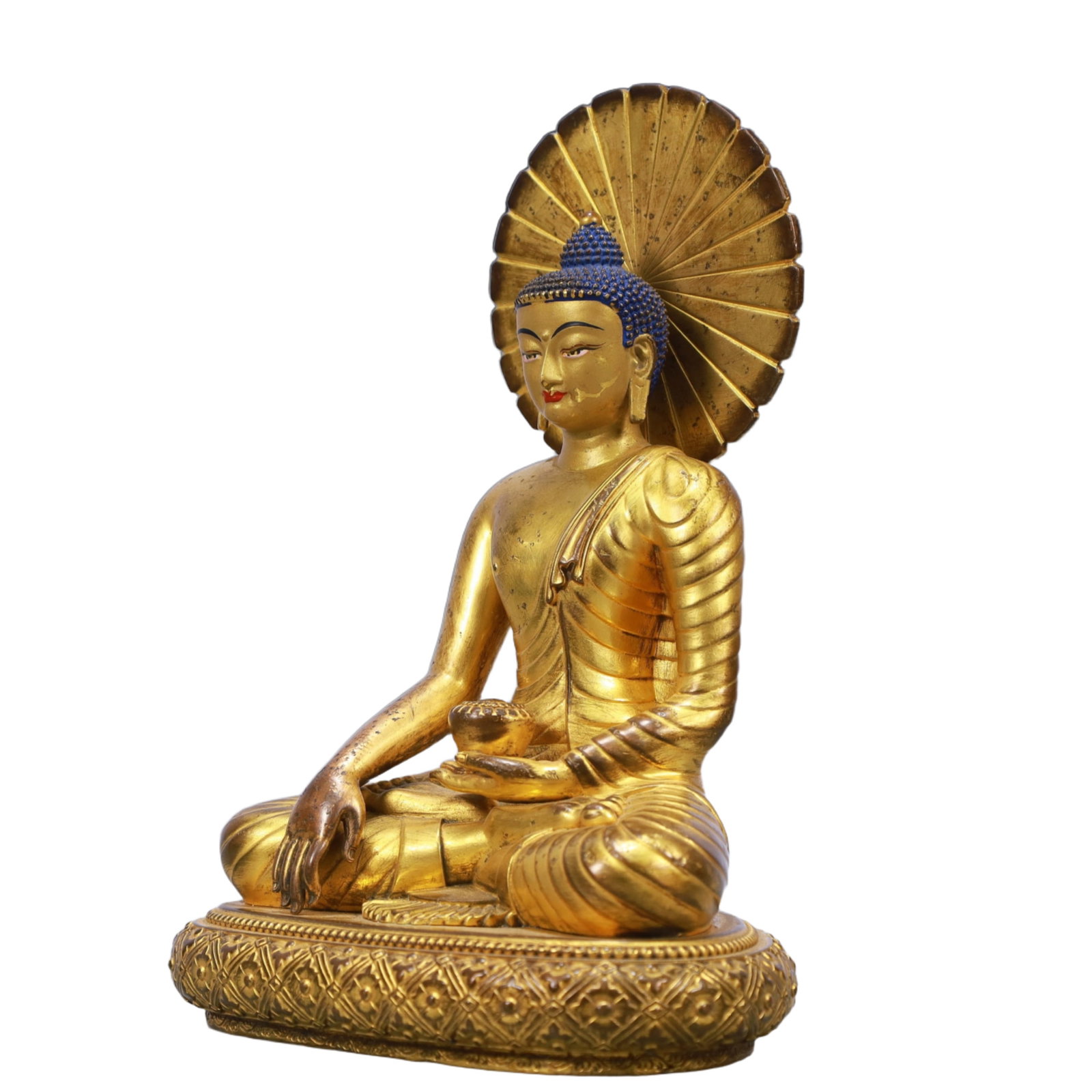 A Solemn Gilt Bronze Statue of Sakyamuni - 4