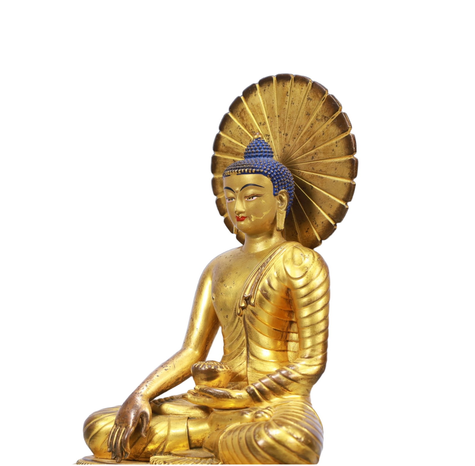 A Solemn Gilt Bronze Statue of Sakyamuni - 5