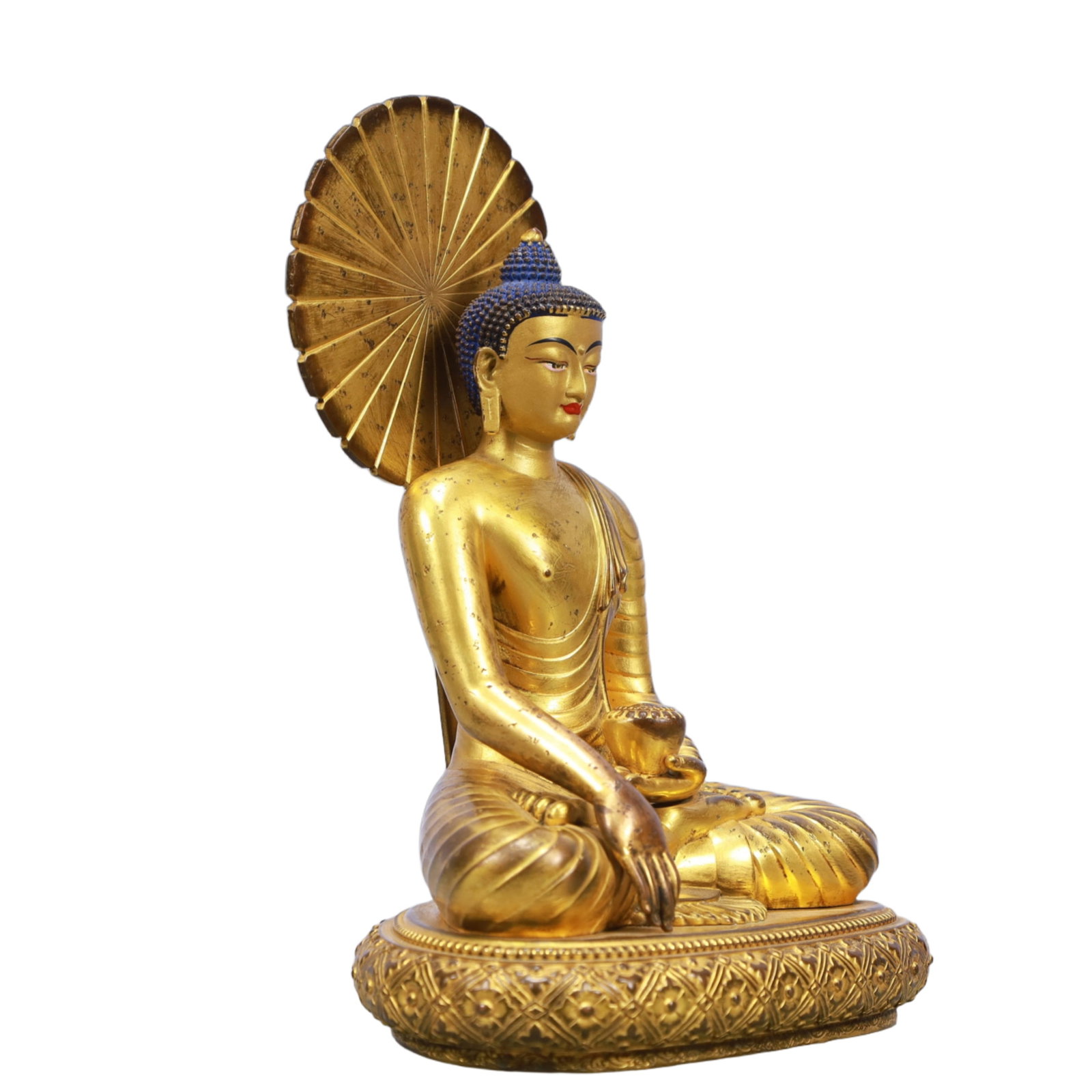 A Solemn Gilt Bronze Statue of Sakyamuni - 6