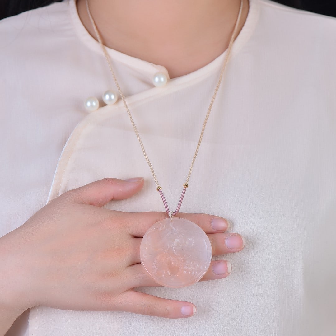 An Exquisite Jade Lotus and Fish Pattern Pendant (1 of 6)