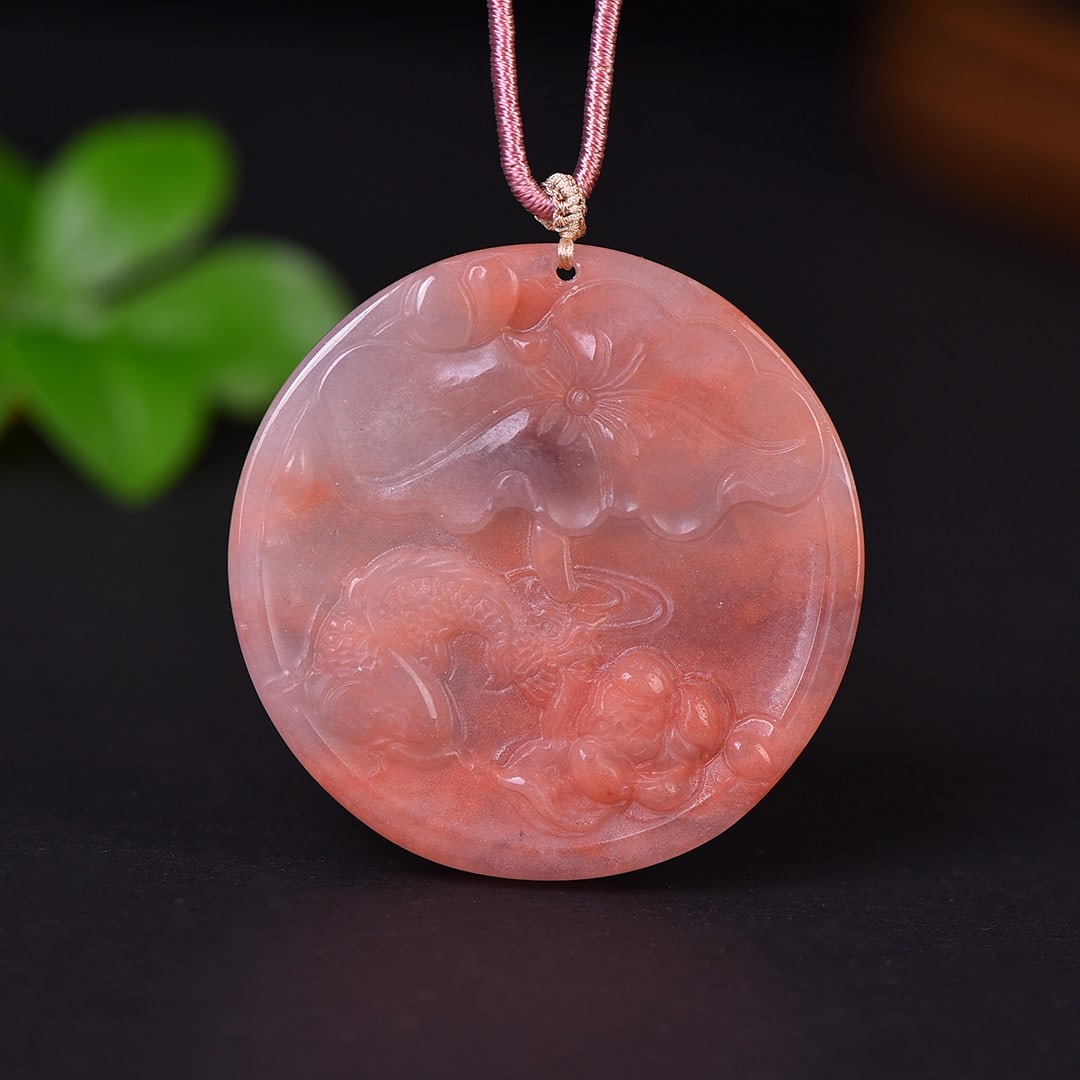 An Exquisite Jade Lotus and Fish Pattern Pendant - 3