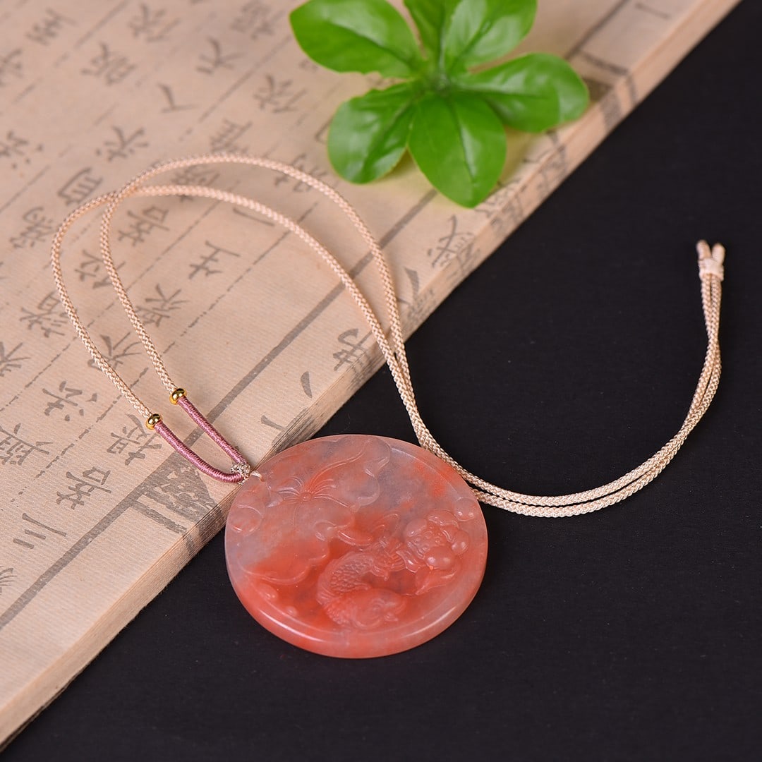 An Exquisite Jade Lotus and Fish Pattern Pendant - 5