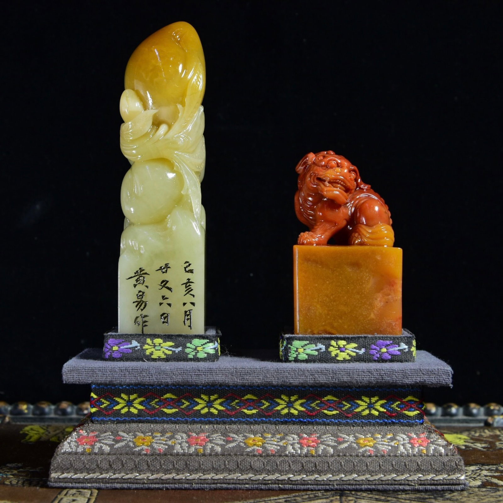 A Set of Fine Shoushan Stone Auspicious Beast Pattern Seals - 3