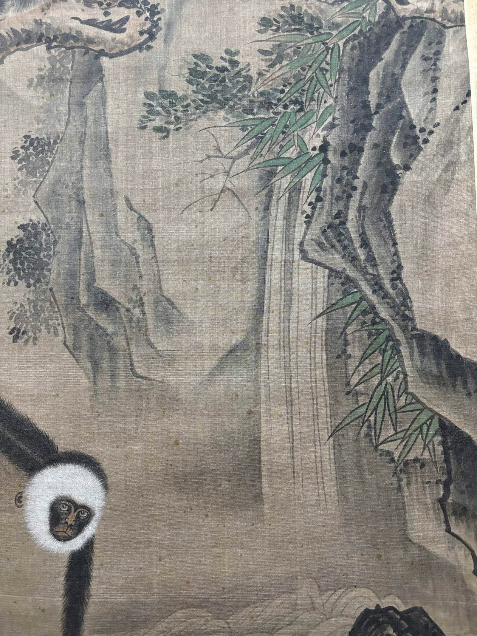 A Chinese Vertical Scroll Ink Painting of Monkey on Silk,Shen Quan - 6