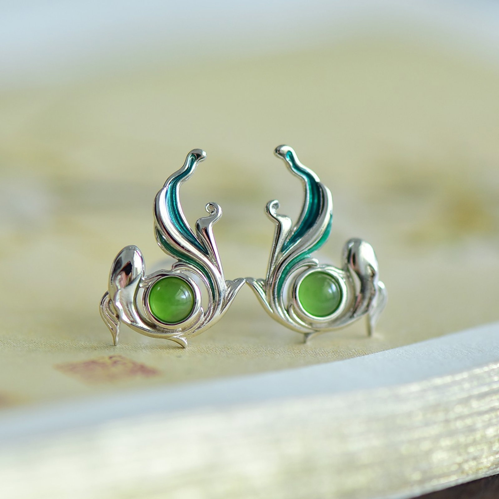 A Set of Fine Sterling Silver Inlaid Jasper Jewelries - 3