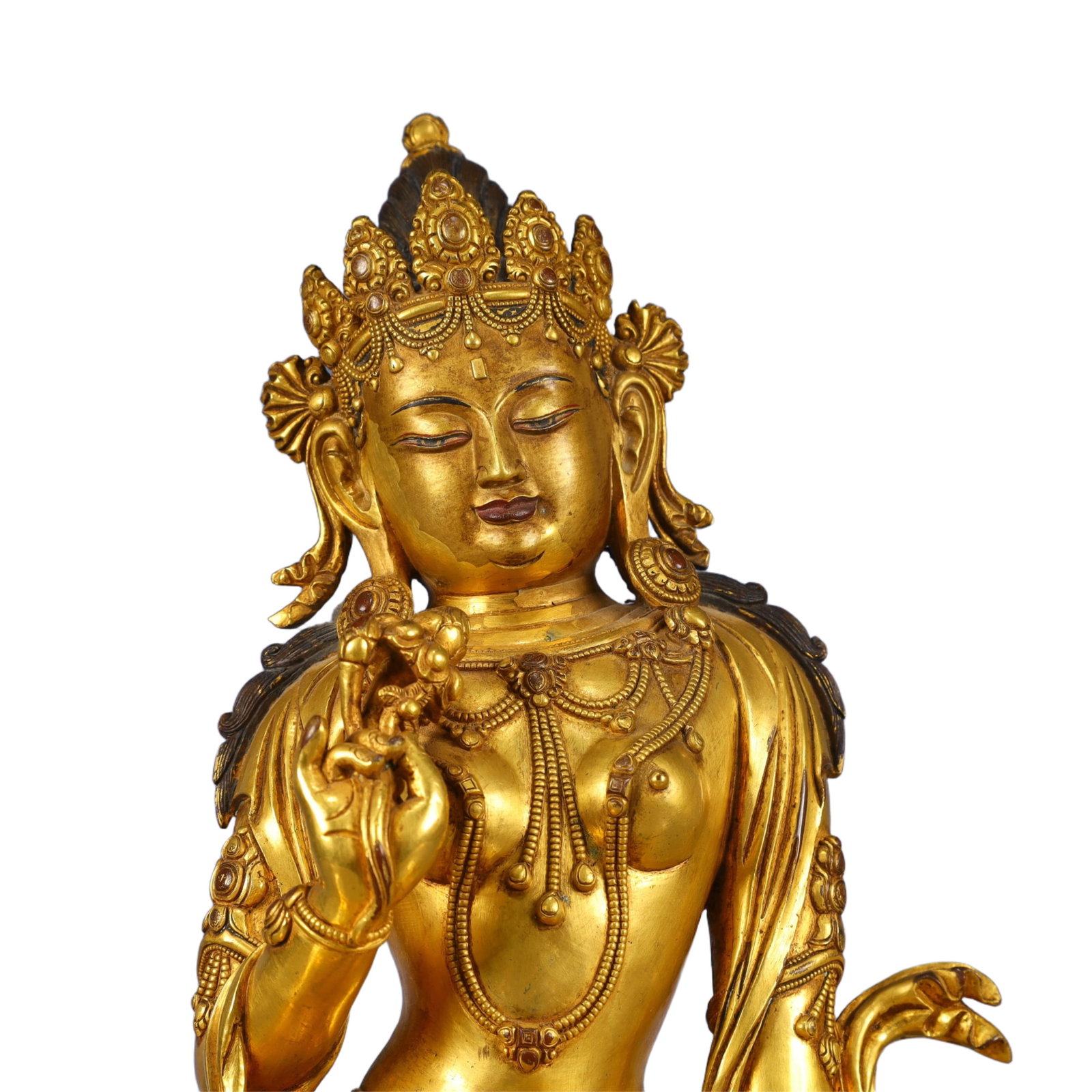 A Solemn Gilt Bronze Statue of Tara - 2