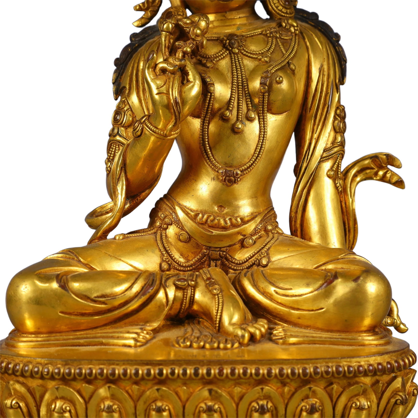 A Solemn Gilt Bronze Statue of Tara - 3