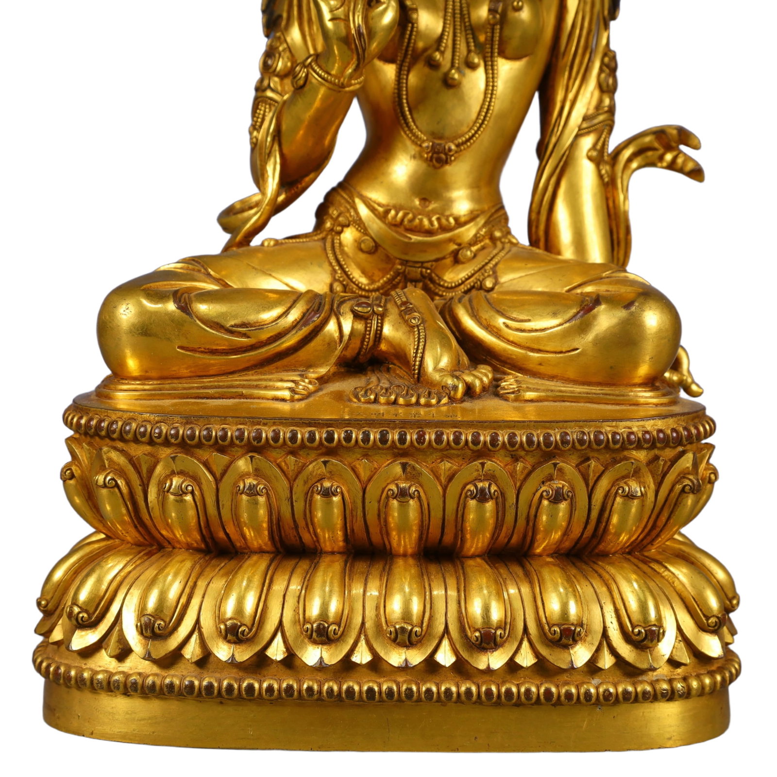 A Solemn Gilt Bronze Statue of Tara - 4
