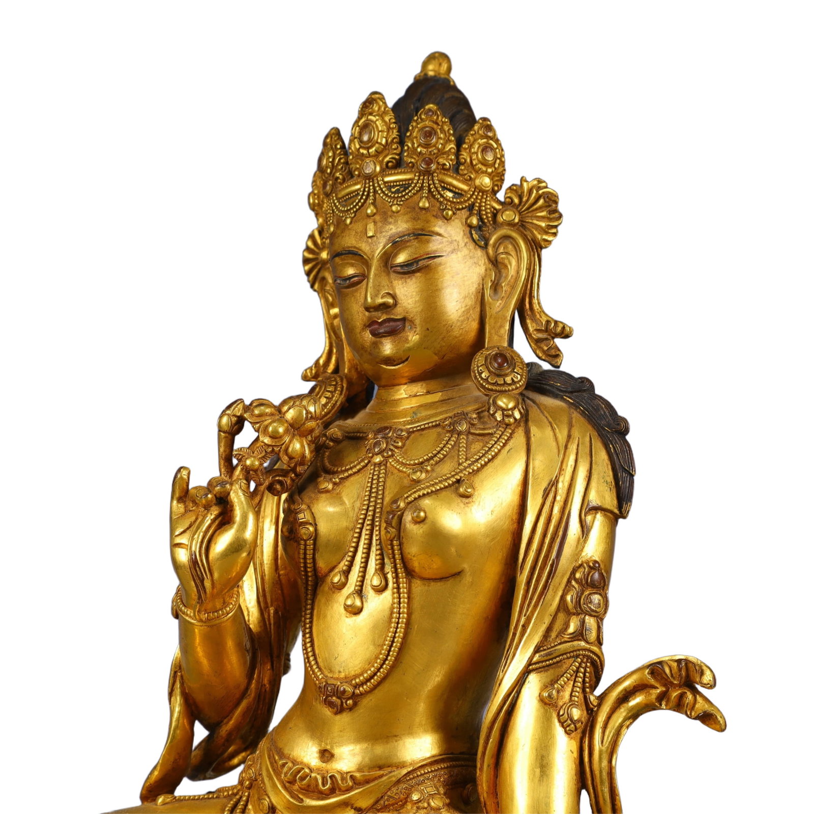 A Solemn Gilt Bronze Statue of Tara - 7