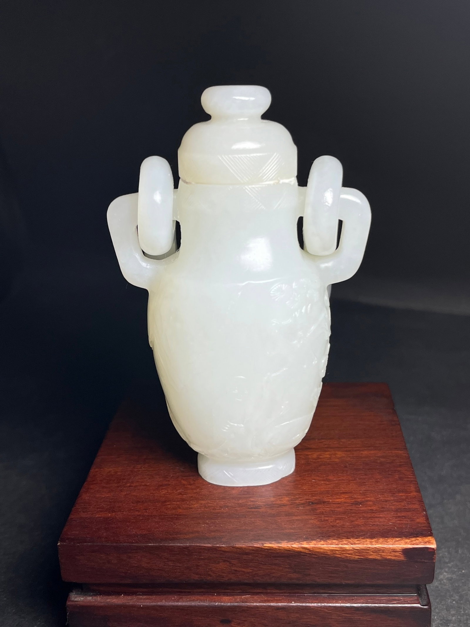An Exquisite White Jade Landscape and Figure Pattern Double-Ears Bottle - 2