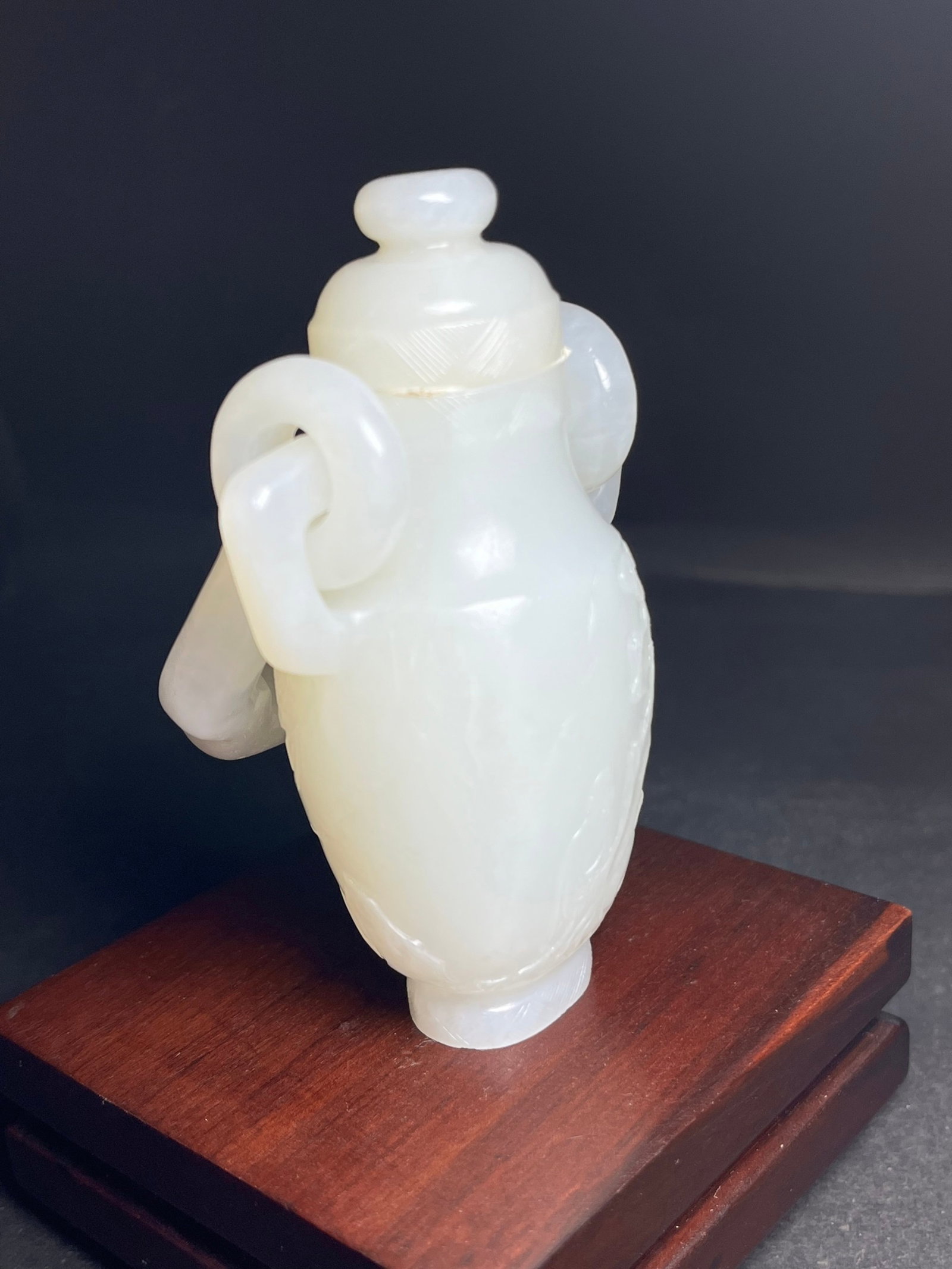 An Exquisite White Jade Landscape and Figure Pattern Double-Ears Bottle - 3