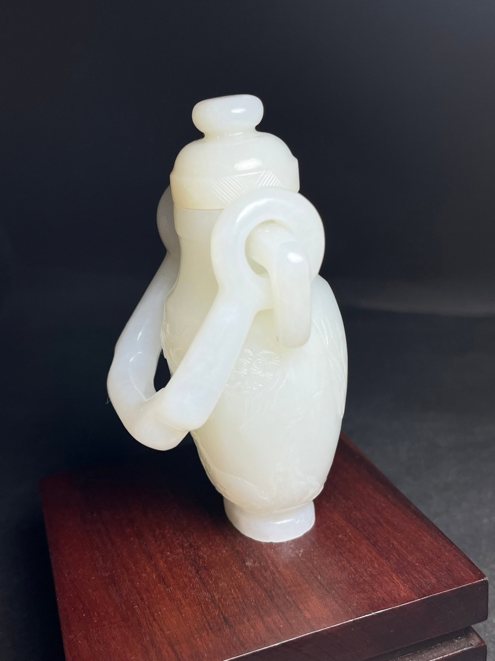 An Exquisite White Jade Landscape and Figure Pattern Double-Ears Bottle - 4