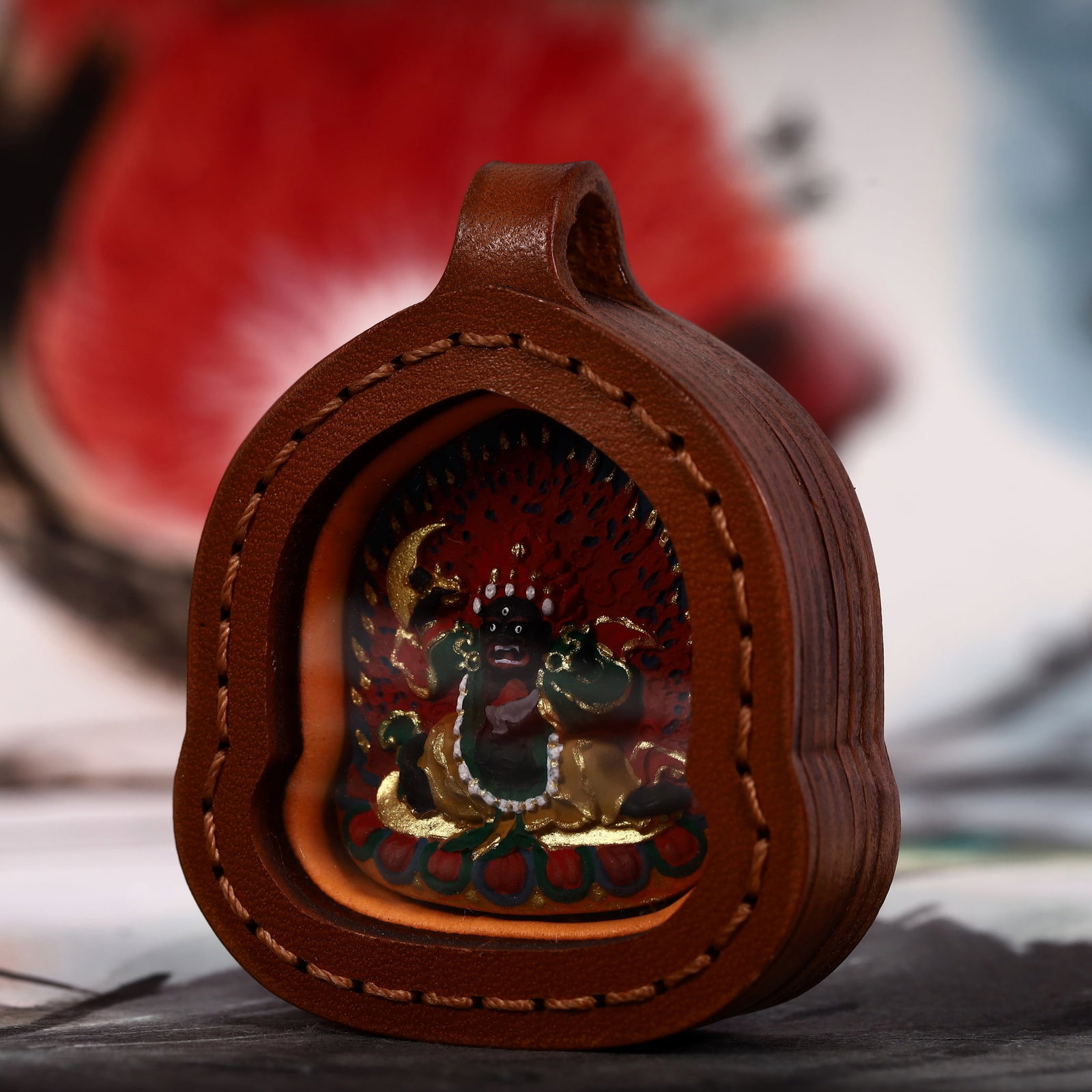 An Exquisite Painted Color Statue of Mammon Tangka - 2