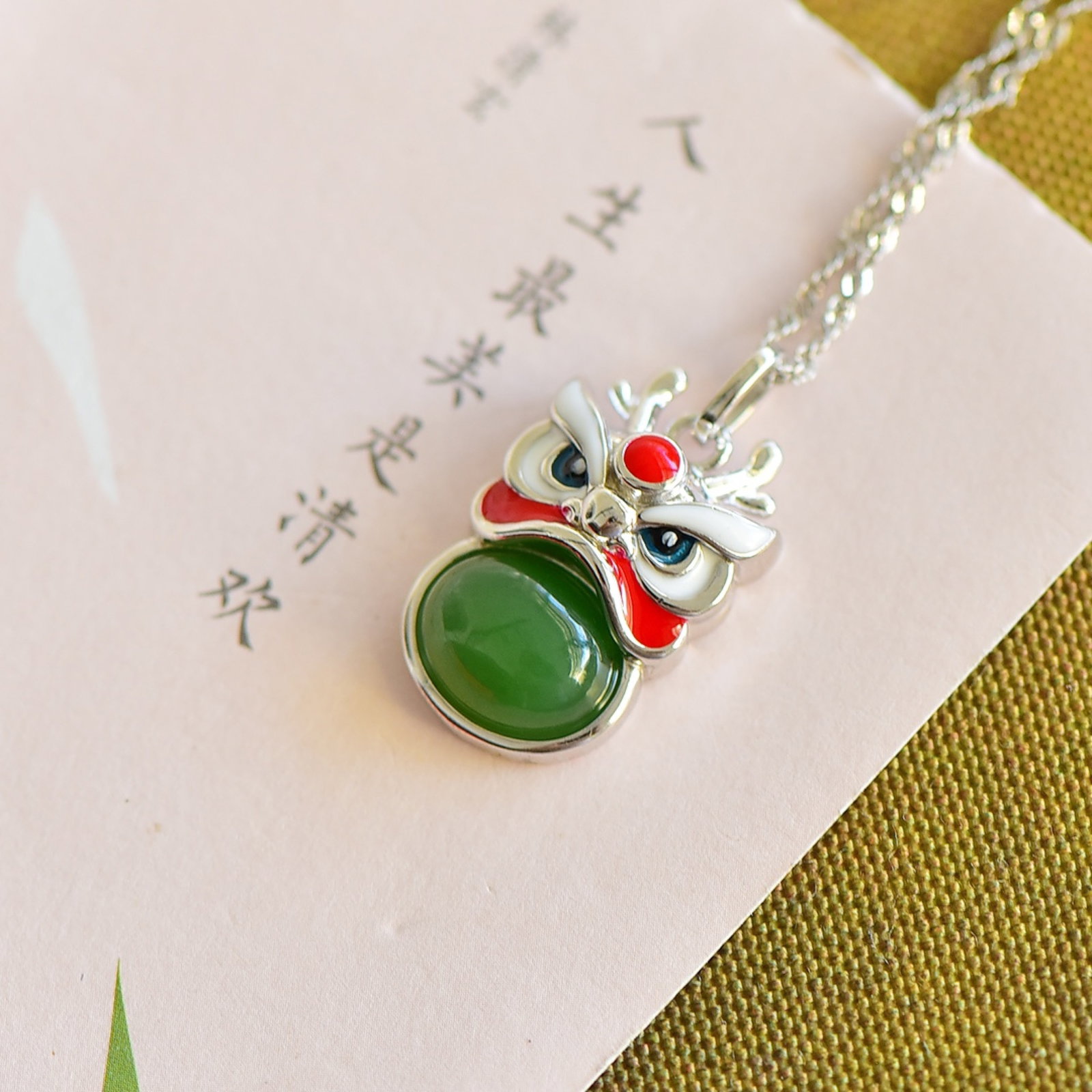 An Exquisite Sterling Silver Inlaid Jasper Enamel Pendant - 3