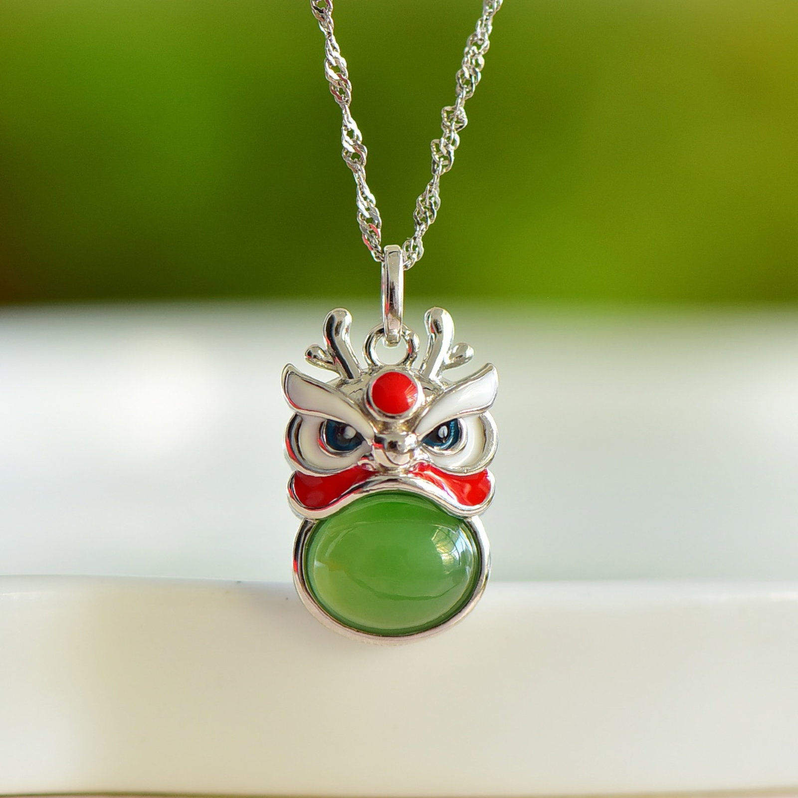 An Exquisite Sterling Silver Inlaid Jasper Enamel Pendant - 4
