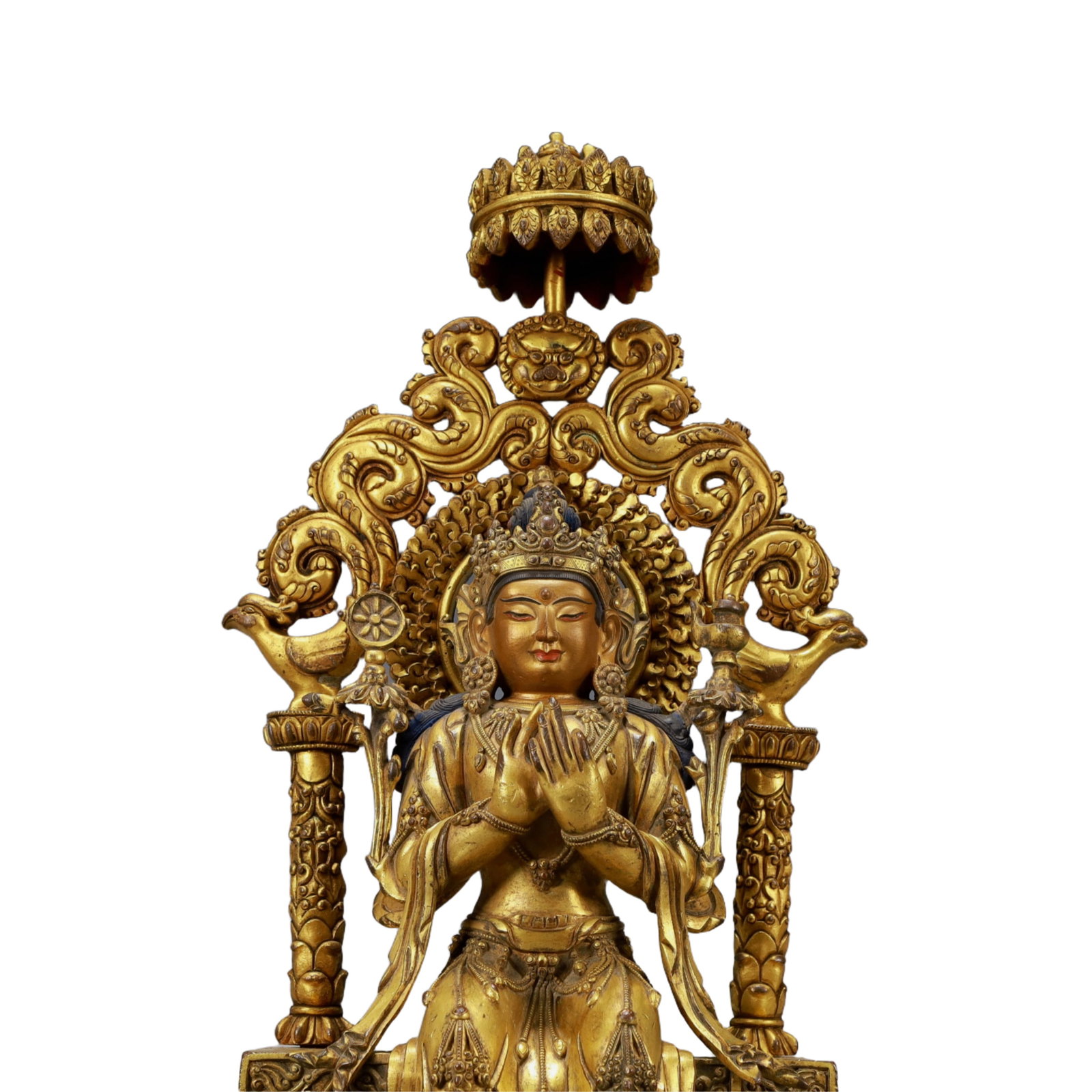 A Solemn Gilt Bronze Statue of Maitreya Buddha - 2