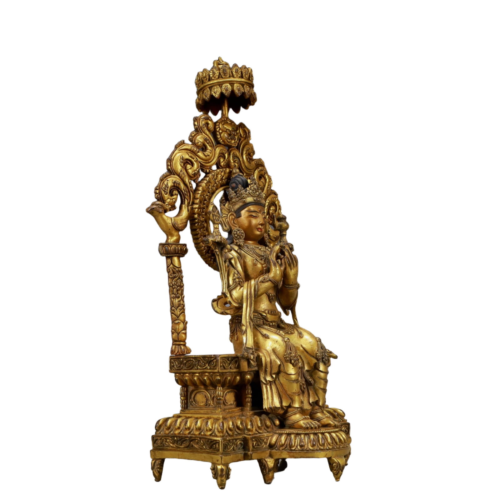 A Solemn Gilt Bronze Statue of Maitreya Buddha - 6