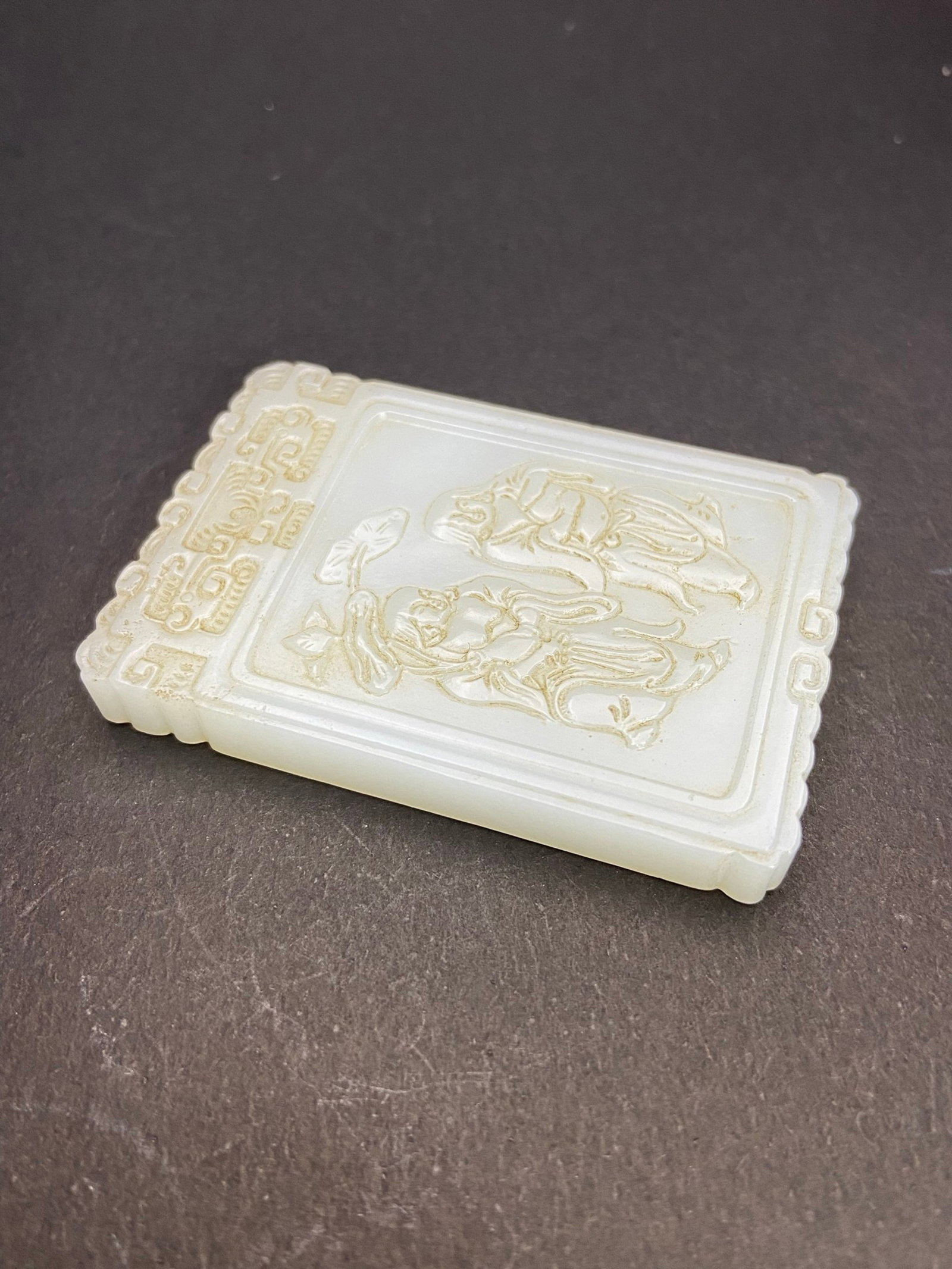 An Exquisite White Jade Figure Pattern Pendant,With Poem - 3