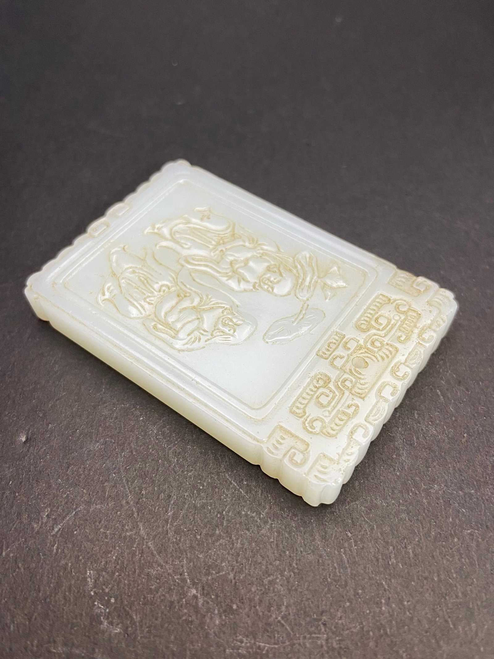 An Exquisite White Jade Figure Pattern Pendant,With Poem - 7