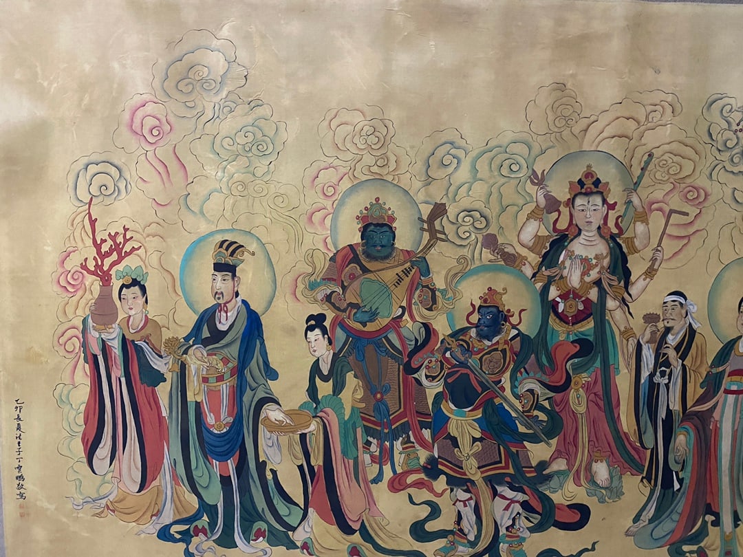 A Chinese Ink Painting of Buddha Statue on Silk,Ding Yunpeng - 3