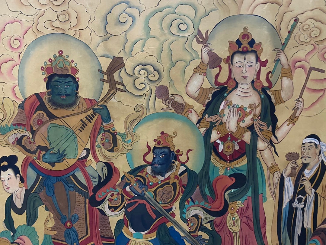 A Chinese Ink Painting of Buddha Statue on Silk,Ding Yunpeng - 4