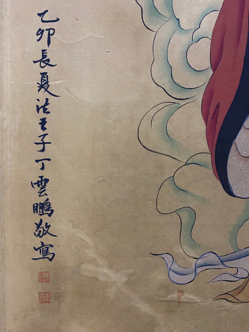 A Chinese Ink Painting of Buddha Statue on Silk,Ding Yunpeng - 5