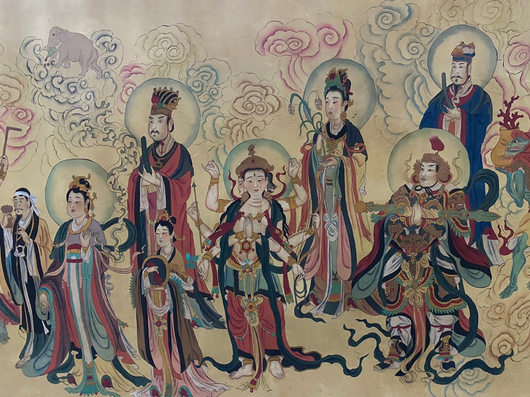 A Chinese Ink Painting of Buddha Statue on Silk,Ding Yunpeng - 7