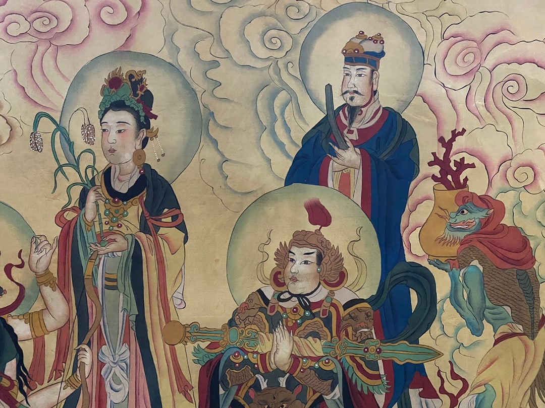A Chinese Ink Painting of Buddha Statue on Silk,Ding Yunpeng - 8