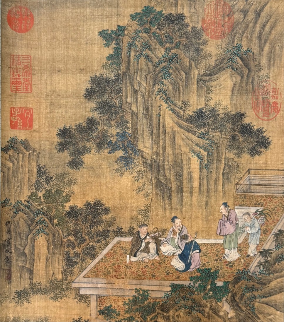 A Chinese Hand Scroll Ink Painting of Landscape and Figure on Paper,Chou Ying - 12