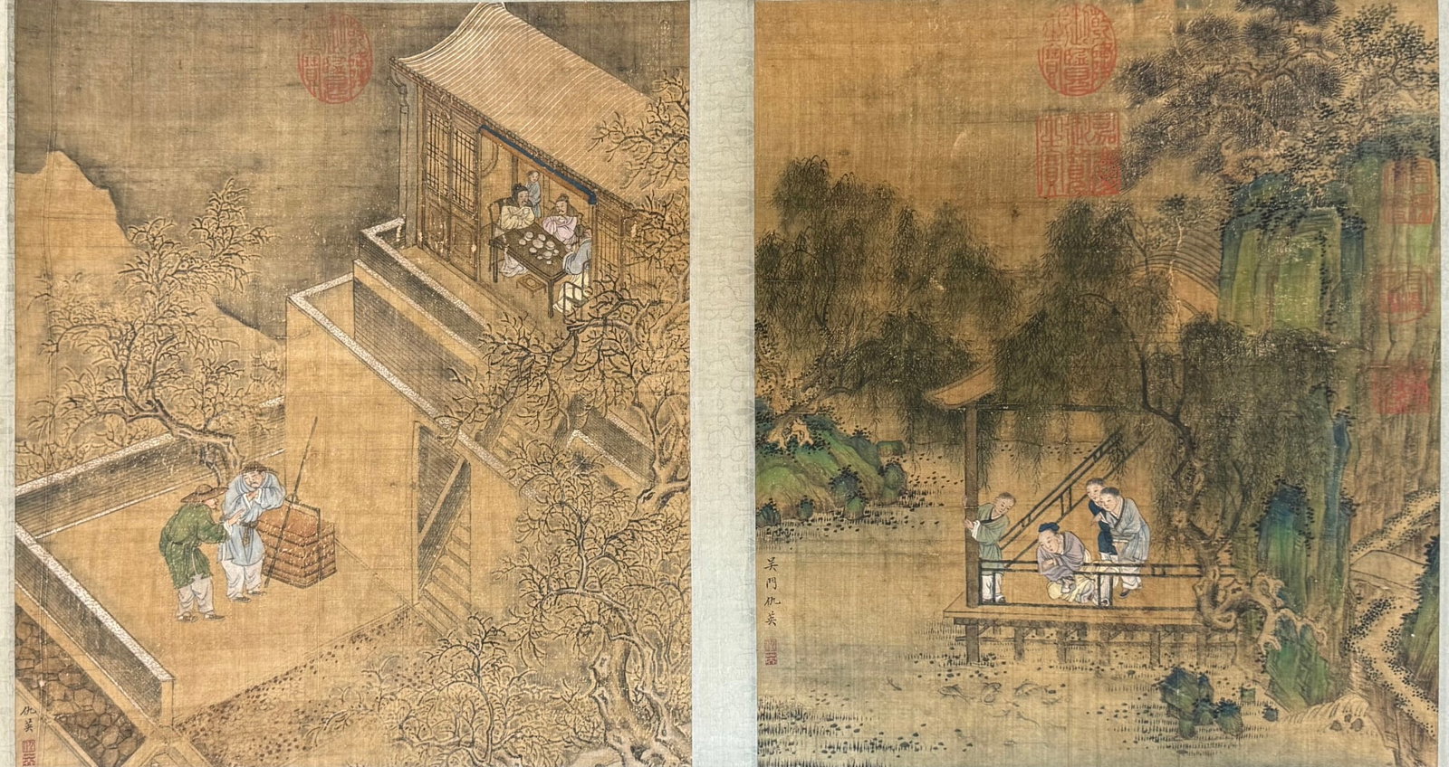 A Chinese Hand Scroll Ink Painting of Landscape and Figure on Paper,Chou Ying - 5
