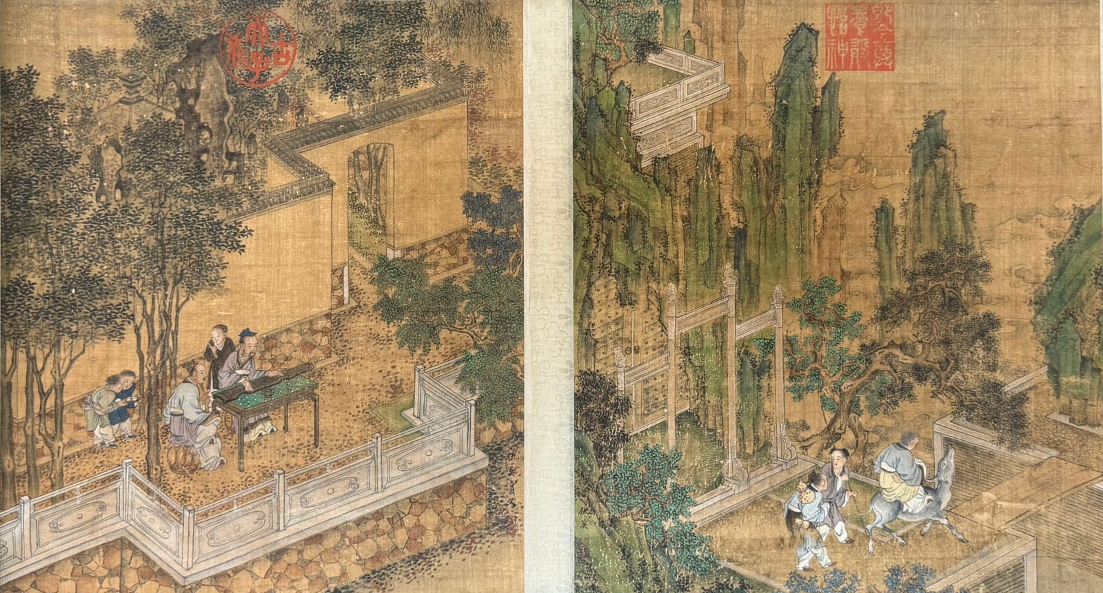 A Chinese Hand Scroll Ink Painting of Landscape and Figure on Paper,Chou Ying - 6