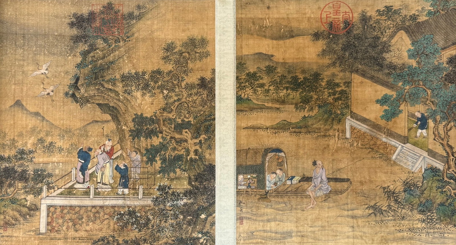 A Chinese Hand Scroll Ink Painting of Landscape and Figure on Paper,Chou Ying - 7