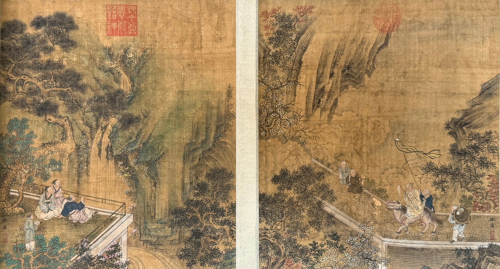 A Chinese Hand Scroll Ink Painting of Landscape and Figure on Paper,Chou Ying - 8