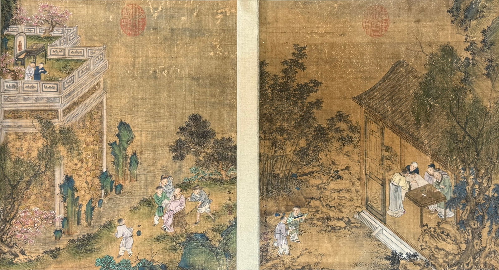 A Chinese Hand Scroll Ink Painting of Landscape and Figure on Paper,Chou Ying - 9