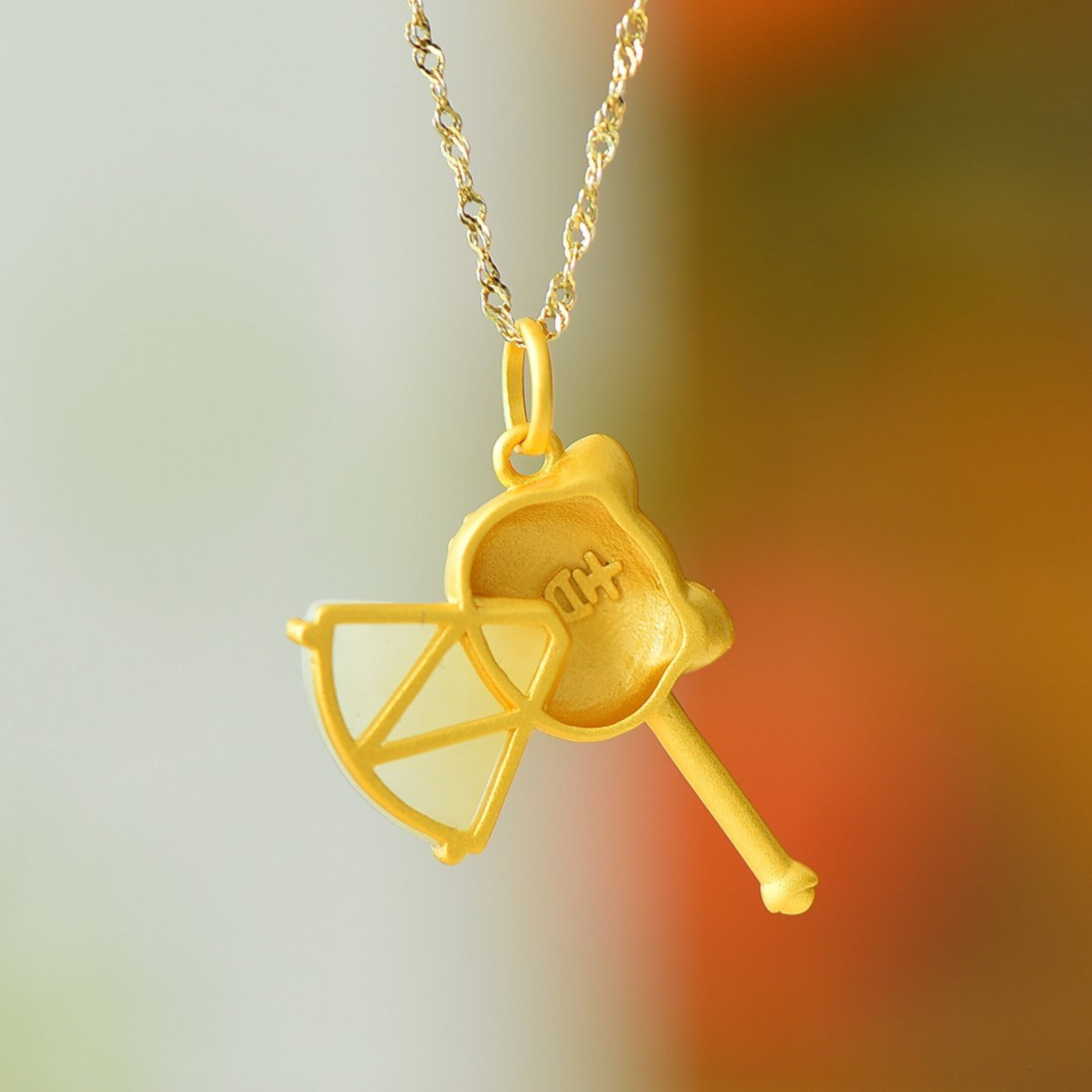 An Exquisite Sterling Silver-Gold Plated Inlaid White Jade Enamel Pendant - 5