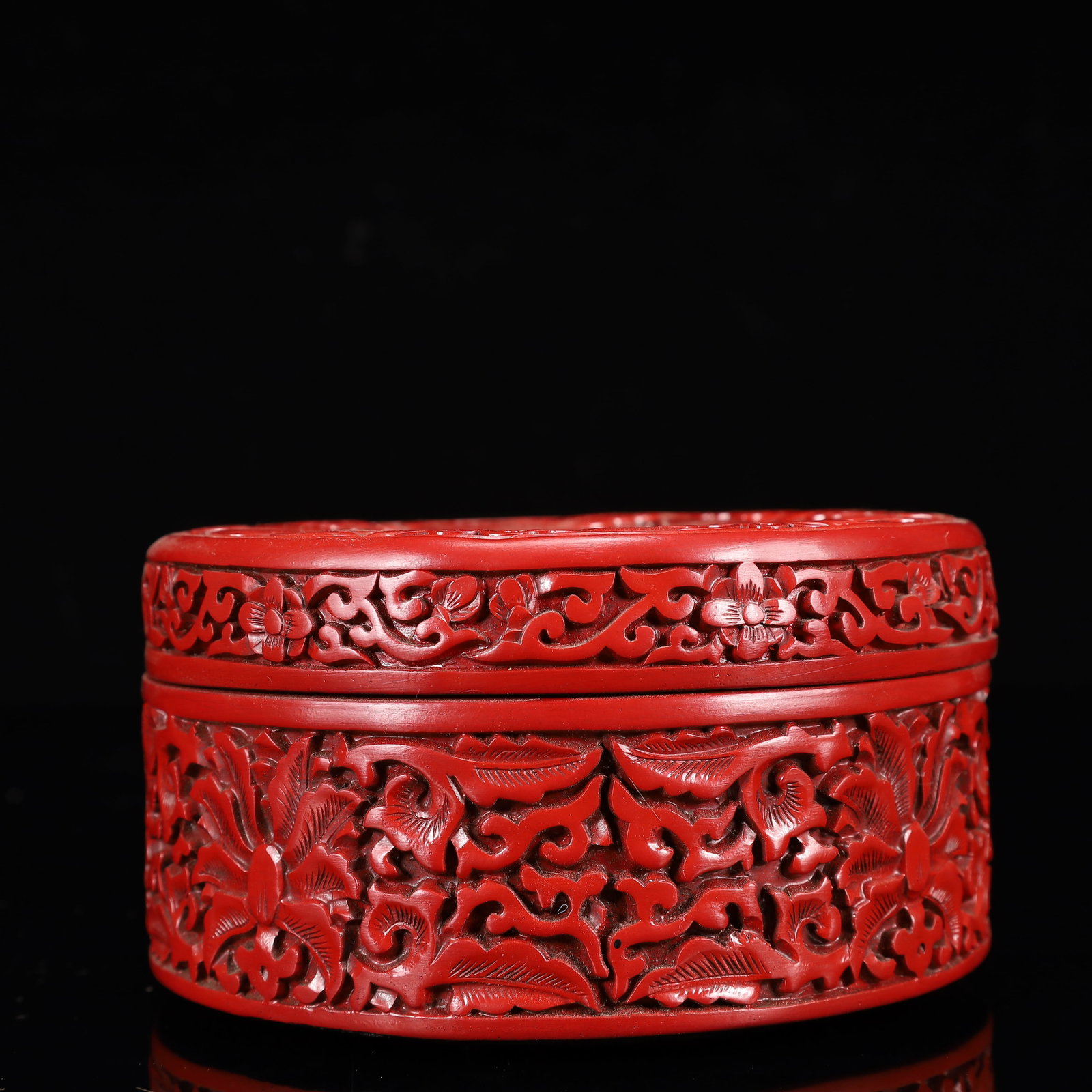 An Exquisite Carved Red Lacquer Flower and Peach Pattern Box with Cover - 8