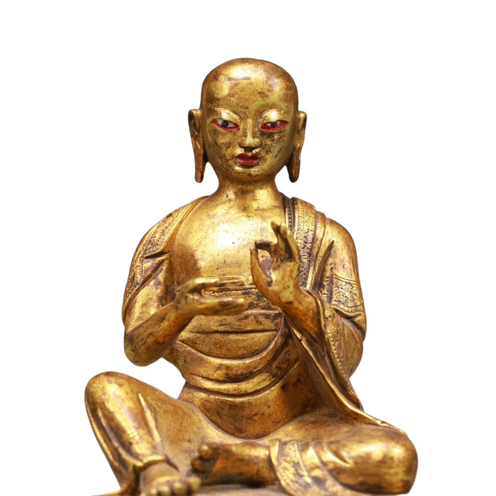 A Solemn Gilt Bronze Statue of Guru - 2