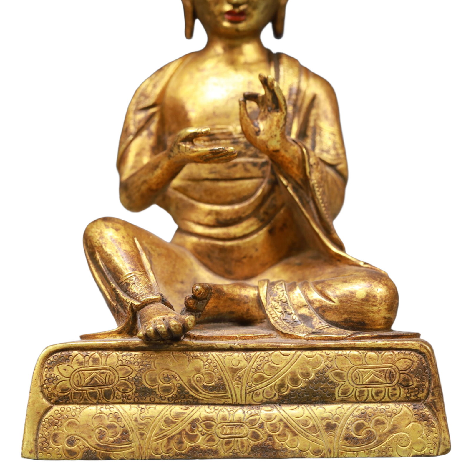 A Solemn Gilt Bronze Statue of Guru - 3