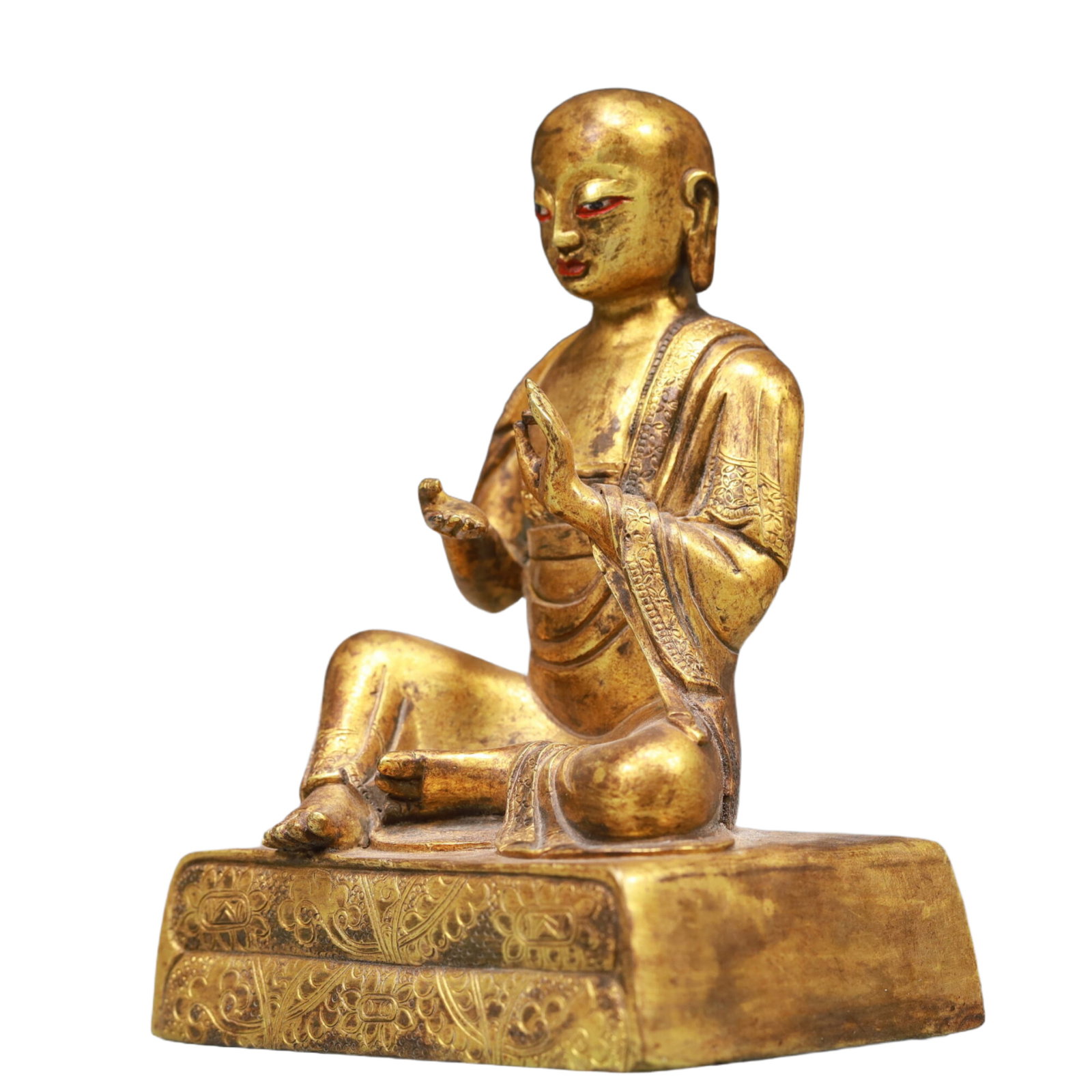A Solemn Gilt Bronze Statue of Guru - 4