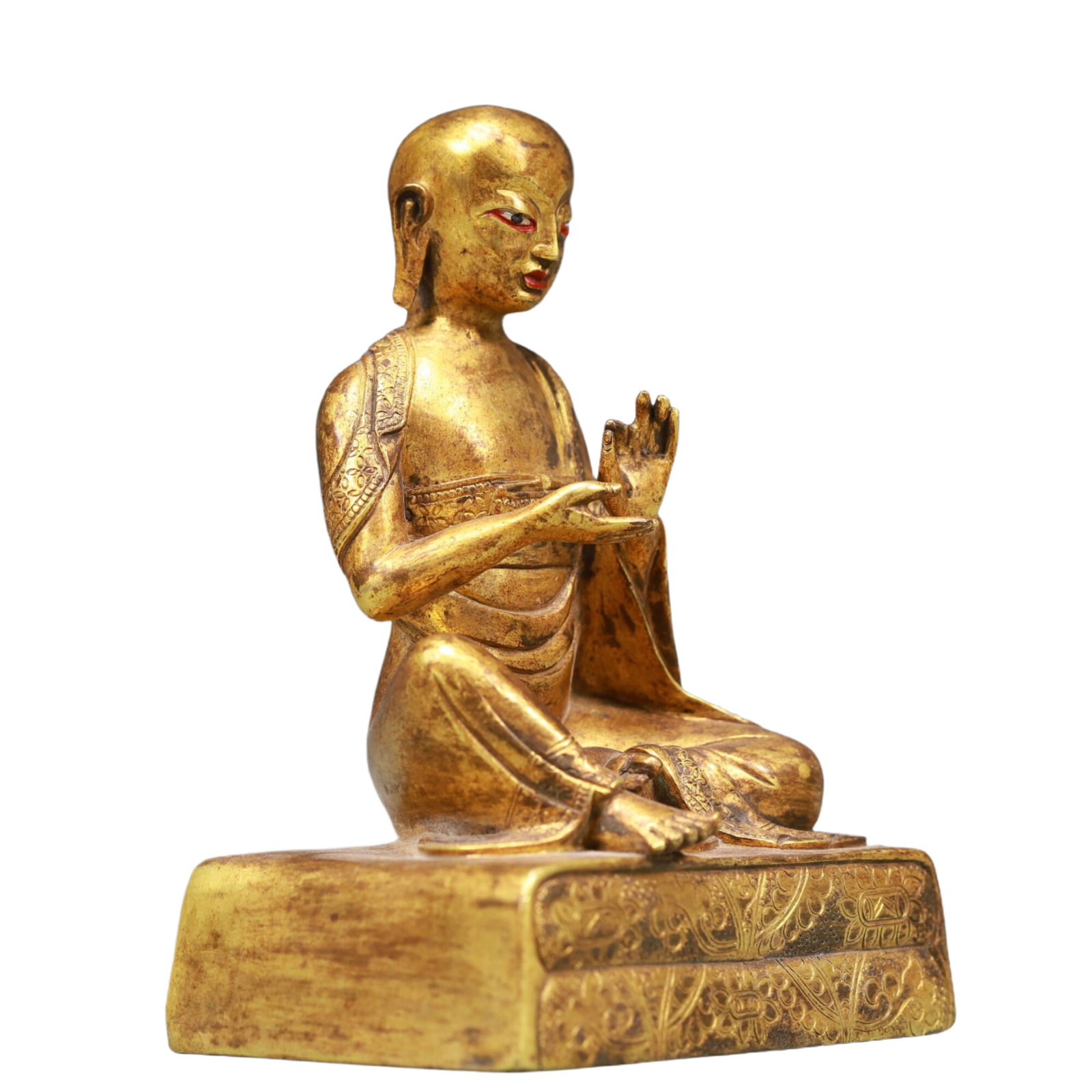 A Solemn Gilt Bronze Statue of Guru - 5