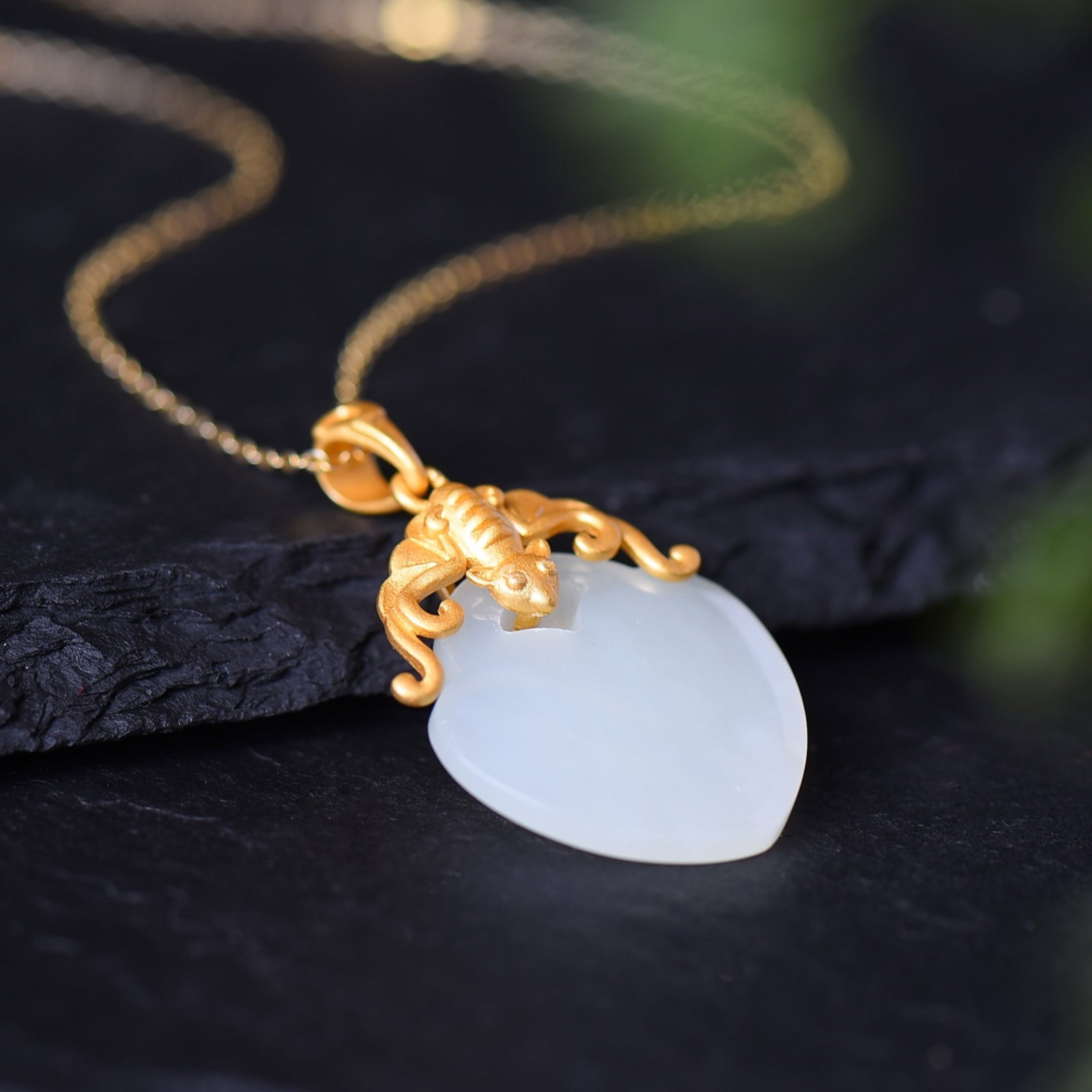 An Exquisite Sterling Silver-Gold Plated Inlaid White Jade Pendant - 3